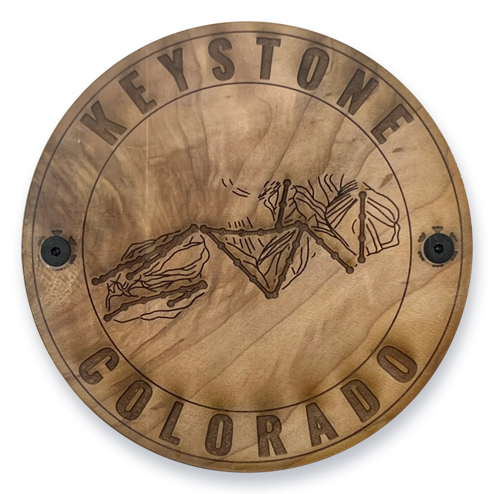Keystone coasters, a set of four with the engraved trail map under clear acrylic