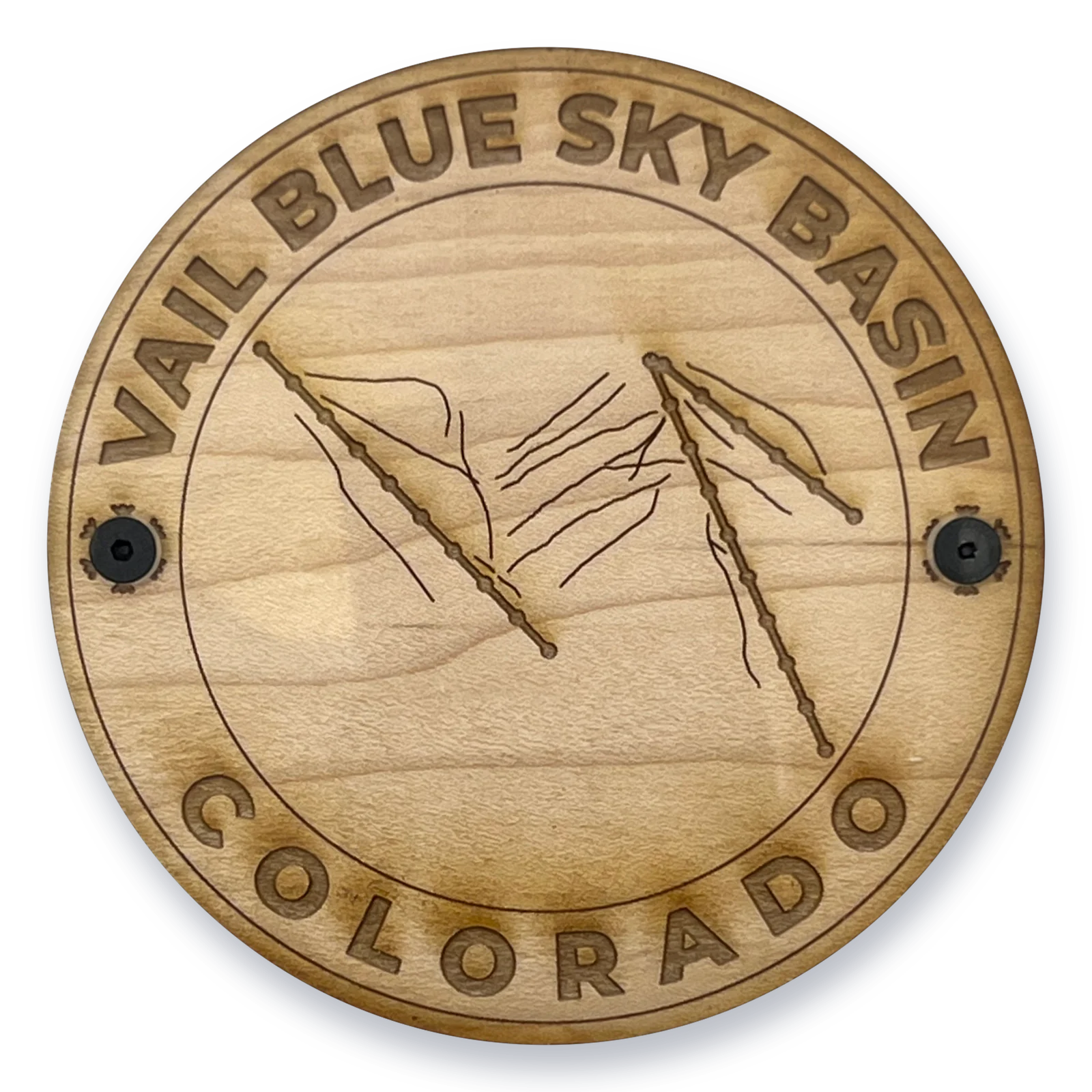 Vail Blue Sky Basin coasters, a set of four with the engraved trail map under clear acrylic